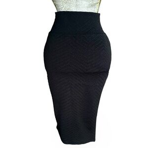 Black Pinup High Waisted Stretch Pencil Skirt Texture Party Office Medium